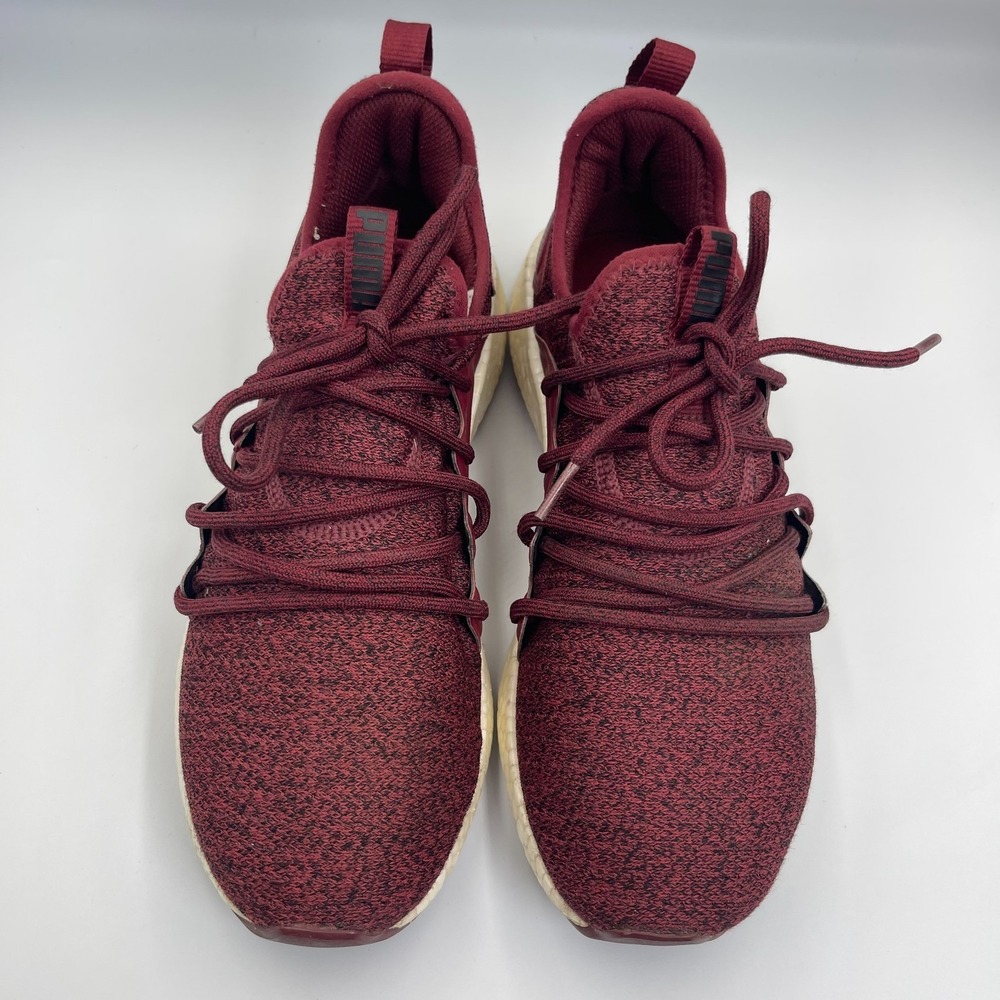 Puma NRGY Neko Knit Sneakers Men's Size 9.5 Burgundy Red Running Soft Foam Shoes